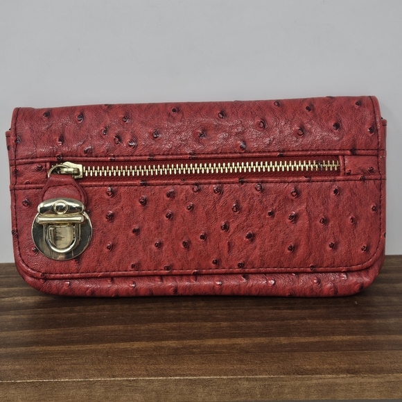 Steve Madden Handbags - Steve Madden red Ostrich print wallet